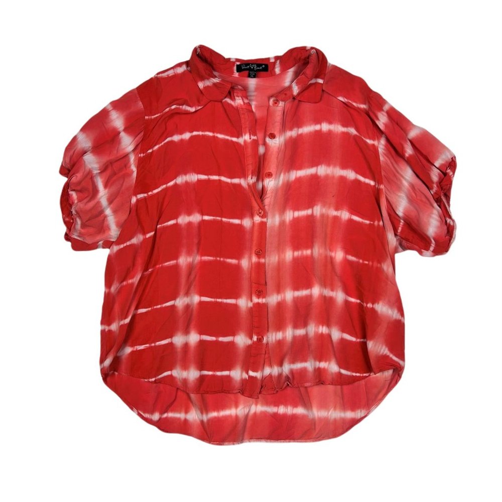 (Up To 50% Off SALE) Velvet Heart Button Down Tye Dye Short Sleeve Top